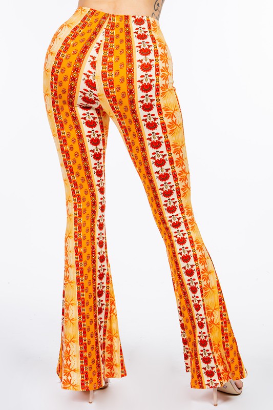 PANTS .FLORAL PRINTED FLARED LONG MULTI