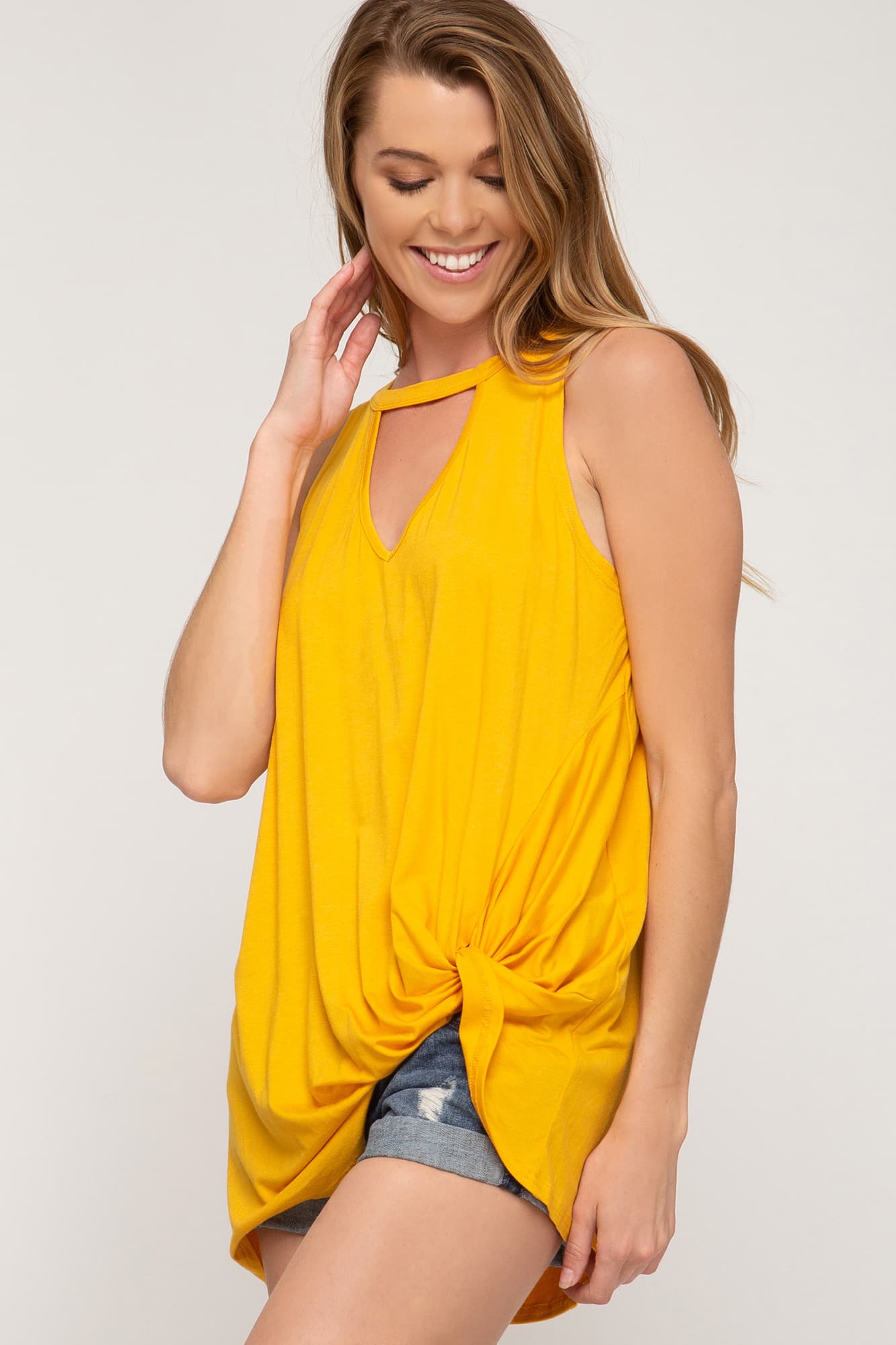 Green blouse and gold