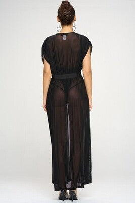 Maxi crdigan sheer mesh