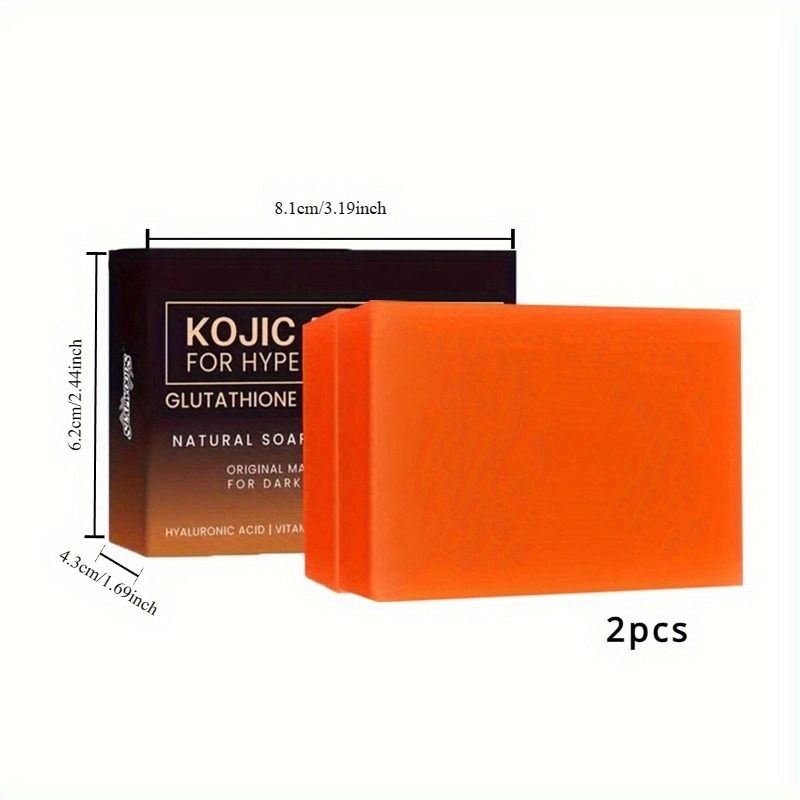 2pcs, 3.53oz/Pc Kojic Acid Soap, With Vitamin C & E, Turmeric, Retinol And Olive Oil, Face And Body Cleansing Handmade Soap