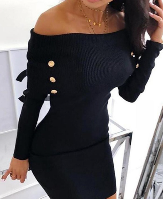 Dress solid black.