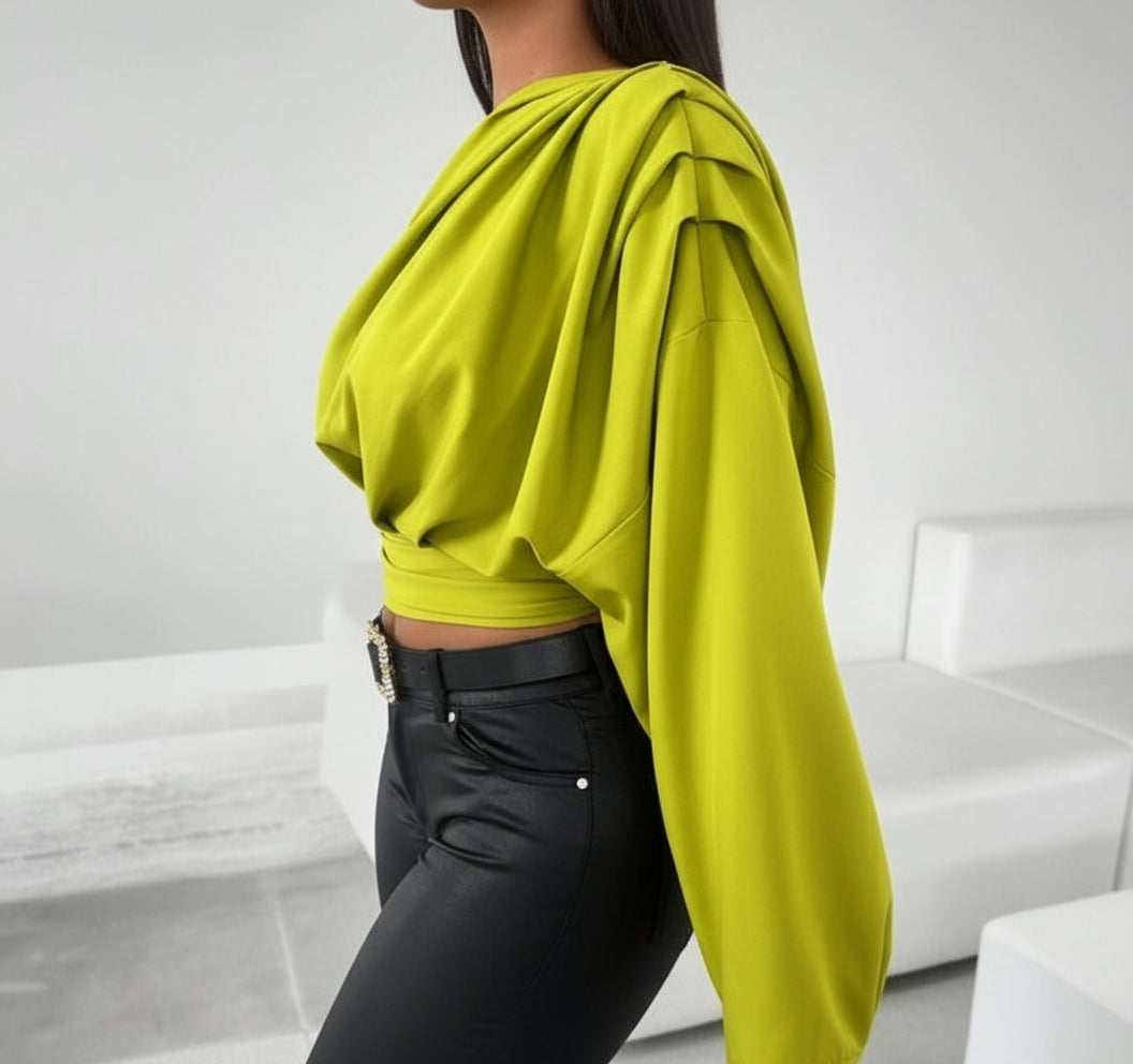 Blusa de Un Hombro con Drapeado Elegante