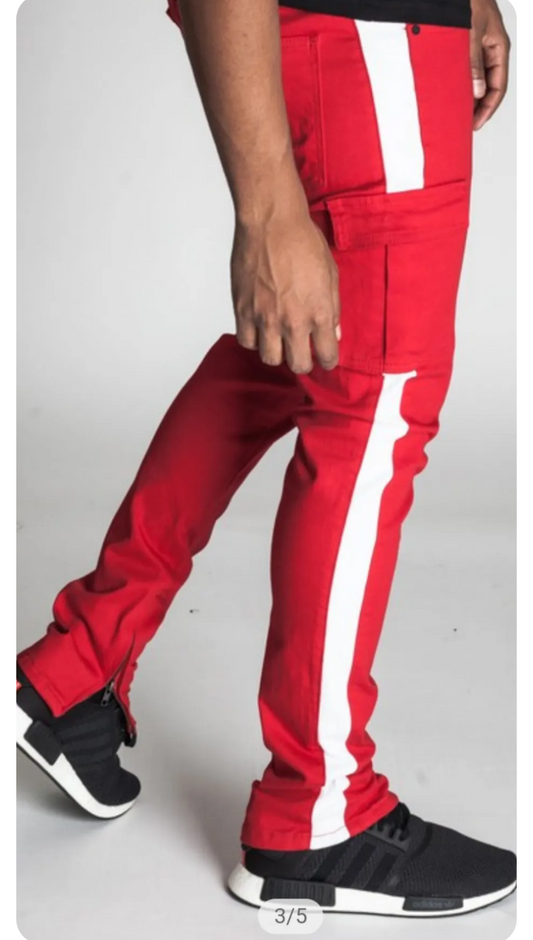 nice red casual pants for men with zippers on the sides for a more modern finish with a combination in red