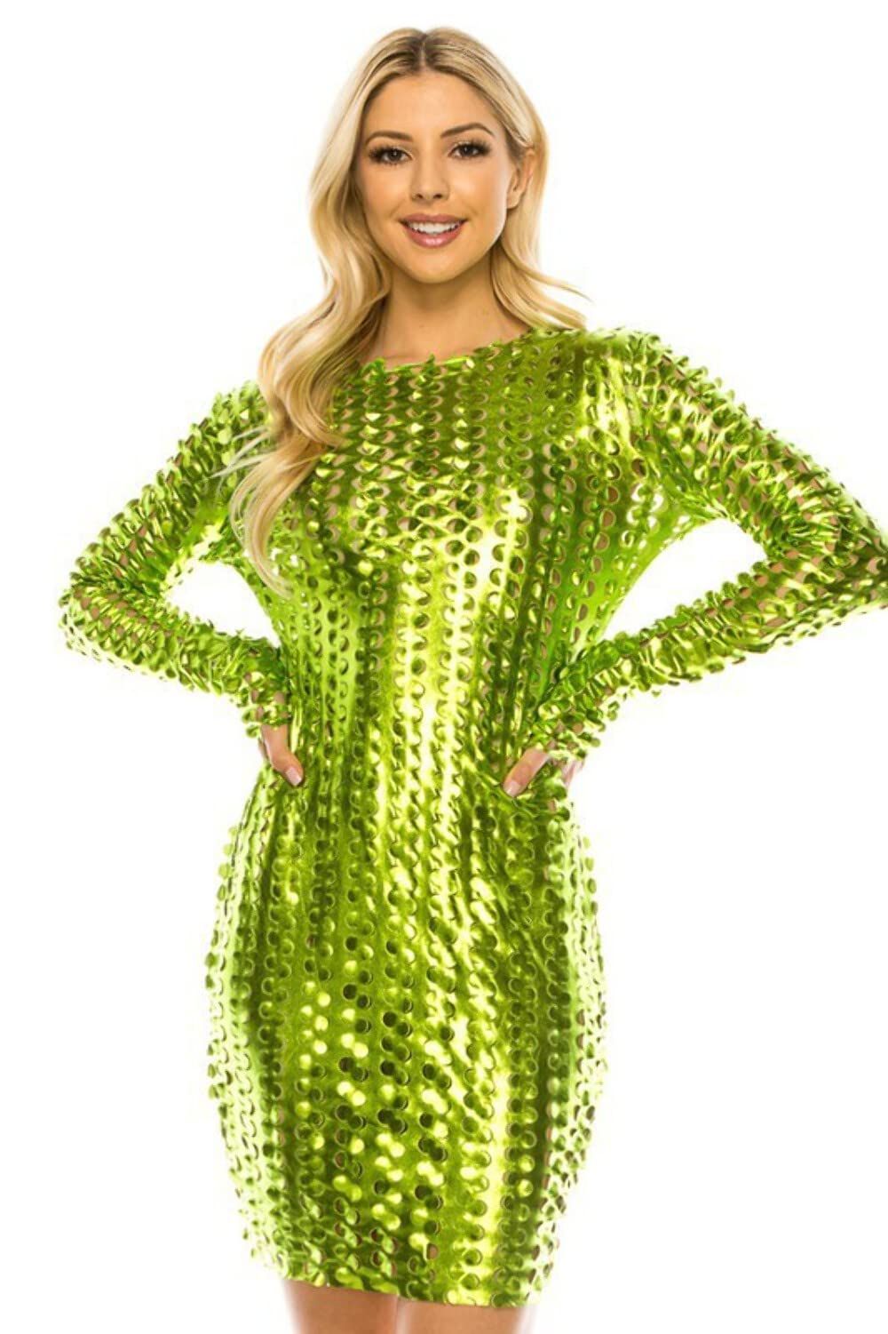 DRESS CUTE GREEN MESH DRESS