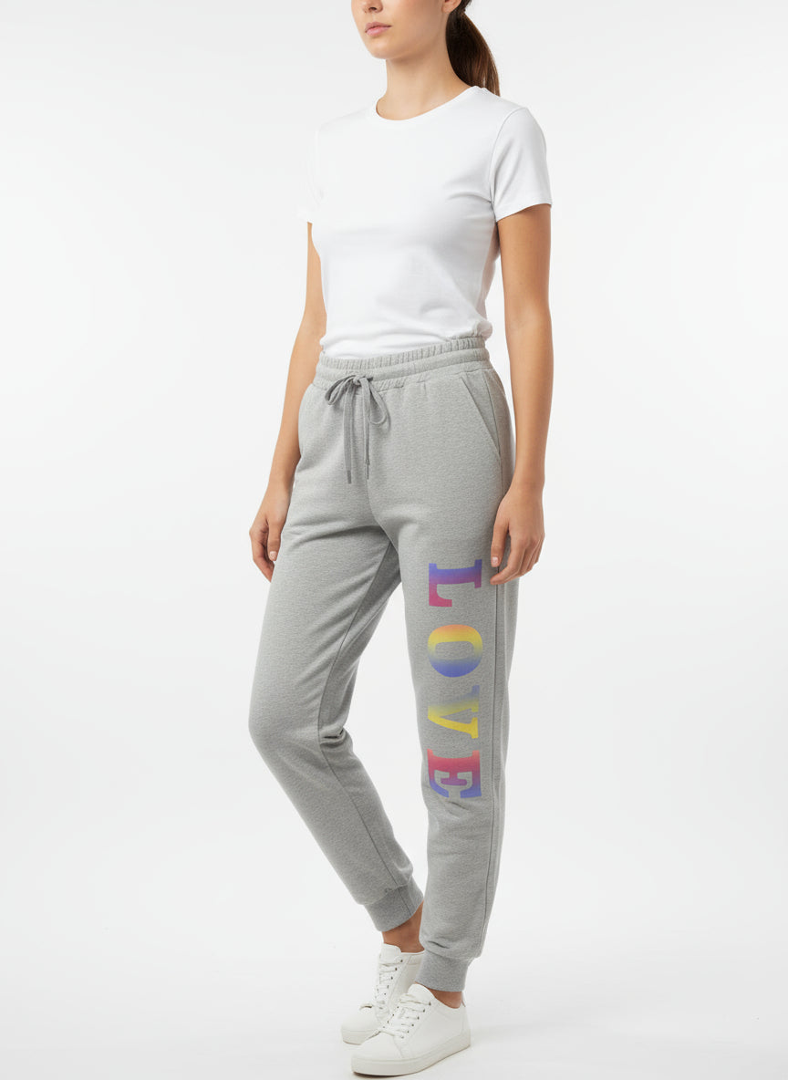 Trousers with a love design on the sides