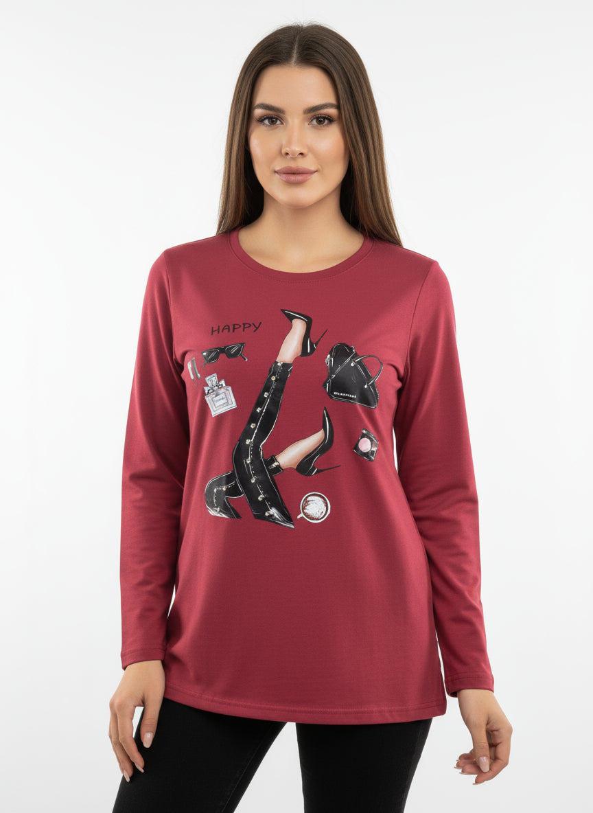 Long-sleeved sweater with design