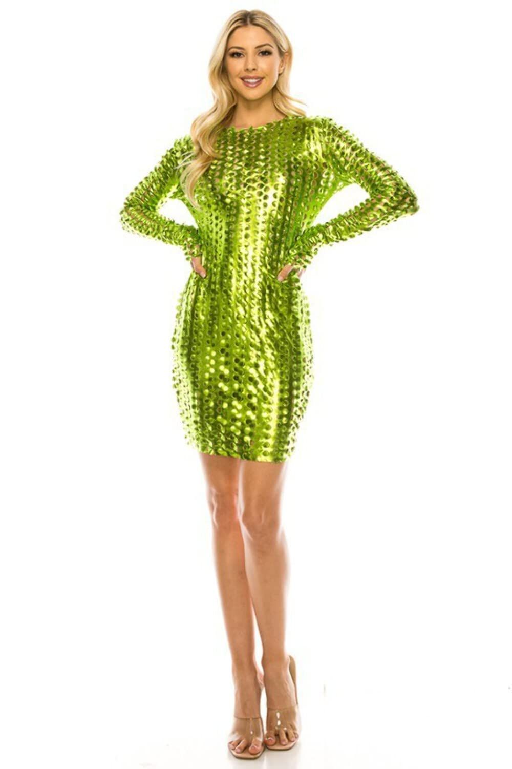 DRESS CUTE GREEN MESH DRESS