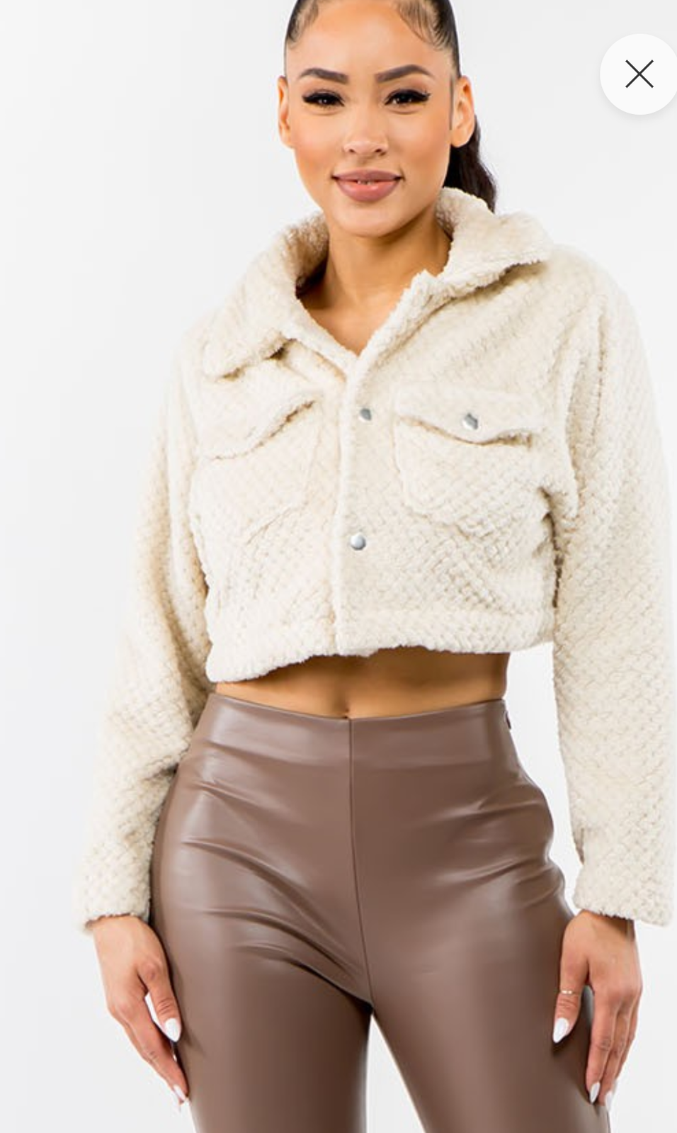 JACKET TEDDY BEAR STYLE CROPPED JACKET