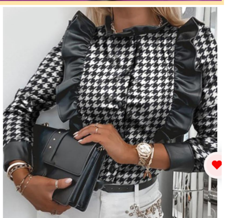 Blouse in black and white combination with check