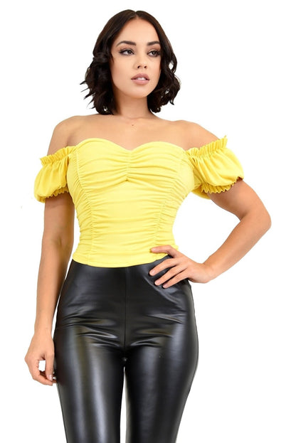 TopSolid Short Sleeve Pleated Sweetheart Top