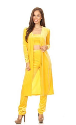 Yellow 3 PCs  95% polyester 5 spandex