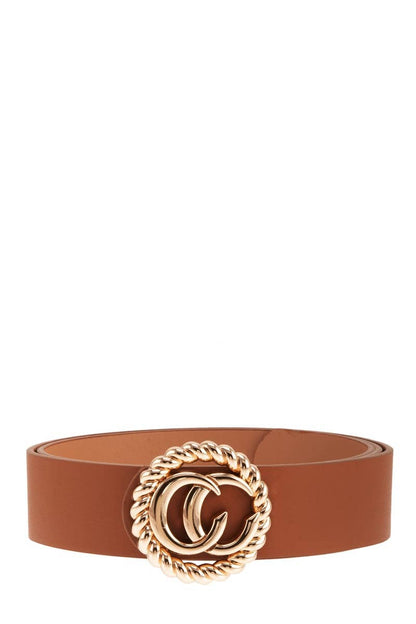 CC with Circle Buckle PU Belt: Black