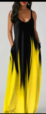 Vestido amarillo de dos colores hermosos sencillo y diferente