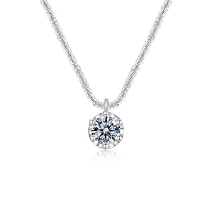 Women’s Brilliant &amp; Charm Crown Charm Necklace, Spring Street Style Fashion Silver Plating Necklace, Trendy Shiny Luxury Clavicle Chain Matching Women Accessories