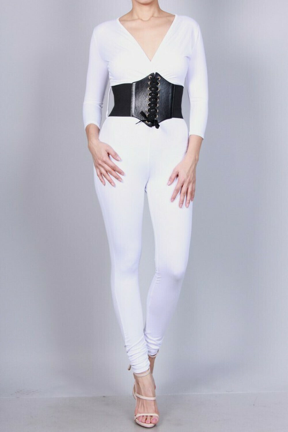 junsu in white with strap on black