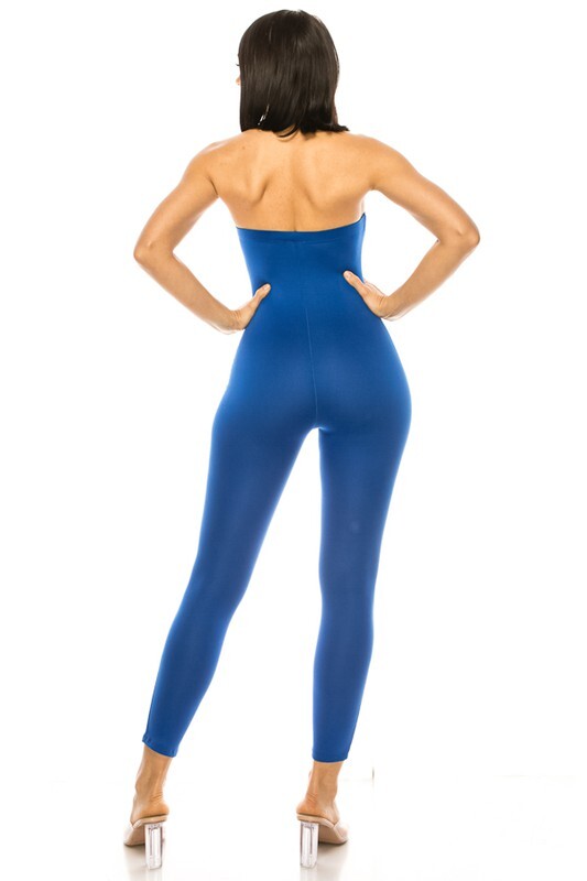 JUMPSUIT tube long white and blue