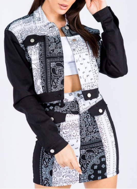 jackets falda blanco y negro