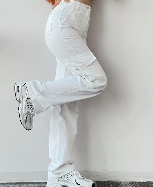 Pantalones casuales que combinan con todo Pantalones con bolsillos tridimensionales de cintura media Monos de cintura