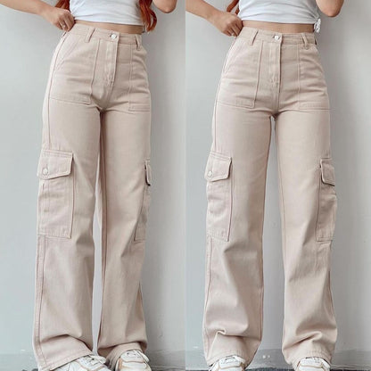 Pantalones casuales que combinan con todo Pantalones con bolsillos tridimensionales de cintura media Monos de cintura