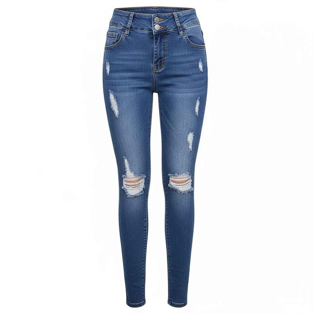 Jeans Expandex Desgastados con Botones