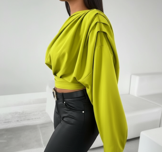 Blusa  de Un Hombro con Drapeado Elegante