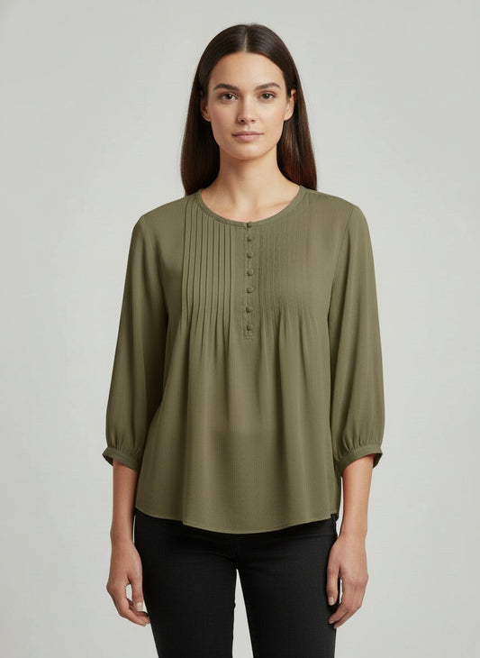 Blouse in two solid colors