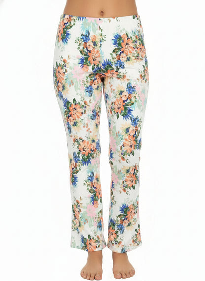 Floral denim pants