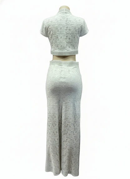 Off-white party dress with a sparkly silver rhinestone design