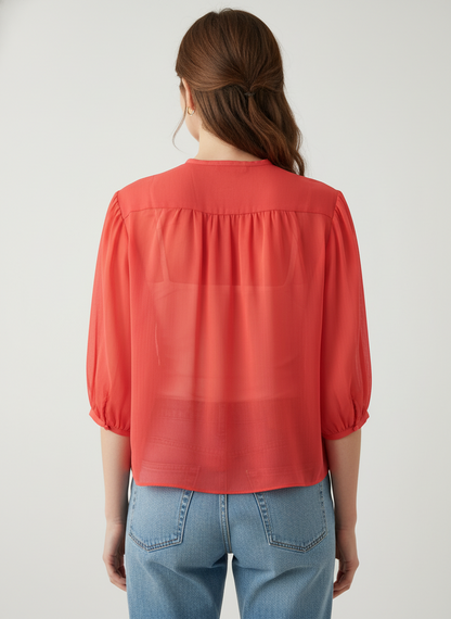 Blouse in two solid colors