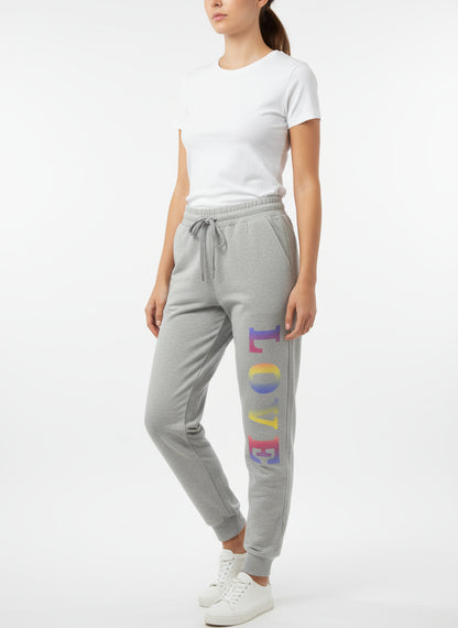 Trousers with a love design on the sides