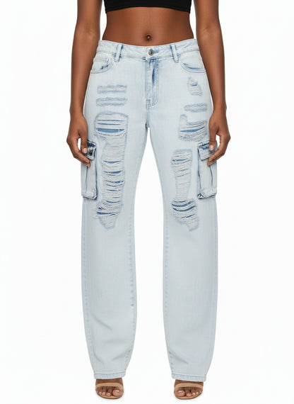 Cargo jeans with side pockets