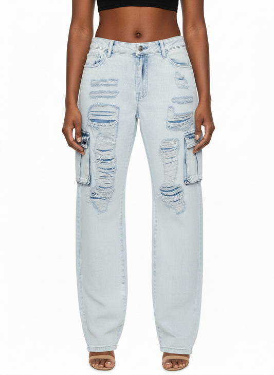 Cargo jeans with side pockets