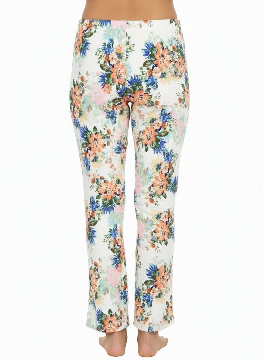 Floral denim pants