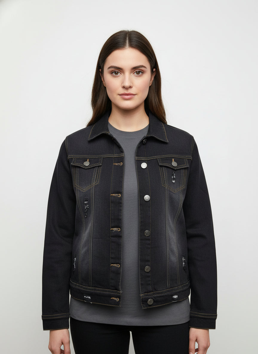 Denim jacket with wool lining for the cold