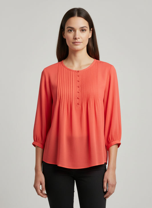 Blouse in two solid colors