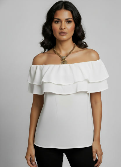 Off-white blouse with open shoulders