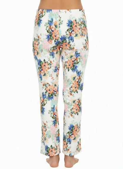 Floral denim pants