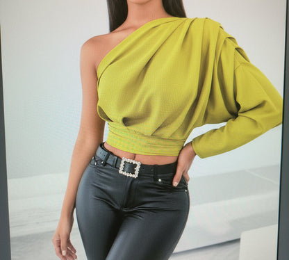 Blusa  de Un Hombro con Drapeado Elegante